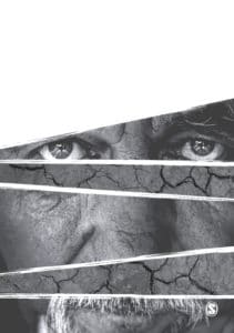 The cover of a book with an image of a man's face.